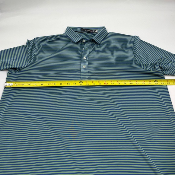 RLX Ralph‎ Lauren Men's XL Polyester Blue Green Striped Short Sleeve Polo - Picture 5 of 6